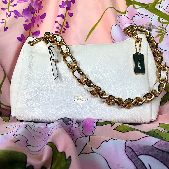 Coach Handbags - Coach Small Mia Leather Shoulder Bag Chain Chalk White Beige NWT